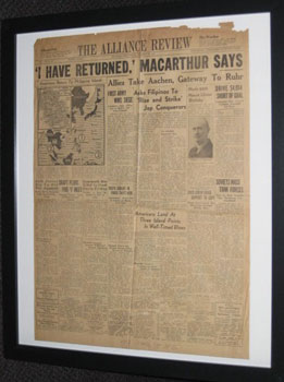 Alliance Review headline, invasion of the Philippines, October 20, 1944