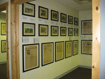 Part of the War In Review exhibit showing Guam and the Philippines